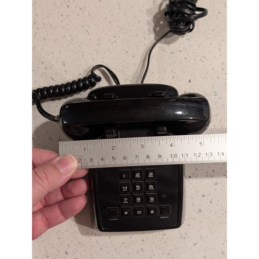 Mini Phone black corded Polyconcept Dial Pad Flash/Redial push button landline - Picture 8 of 16